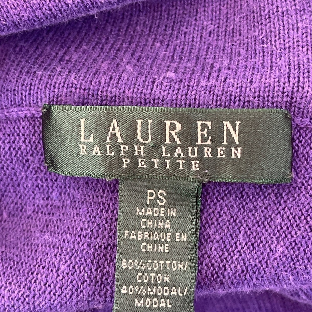 Lauren Ralph Lauren Petite Purple Cowl Neck Cotton Modal Lightweight Sweater PS - Picture 5 of 6